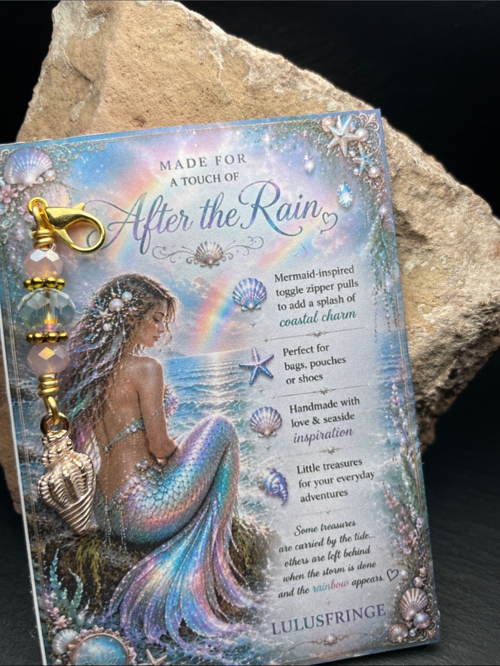Artisan After the Rain Mermaid-Inspired Charm in Pastel Rainbow and Gold